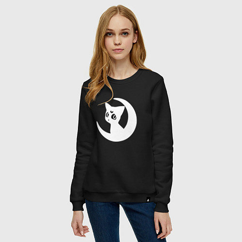 Женский свитшот Луна на месяце / Черный – фото 3