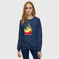 Свитшот хлопковый женский Перец в огне, цвет: тёмно-синий — фото 2