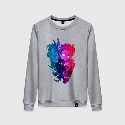 Свитшот хлопковый женский Танджиро Камадо в ярости Клинок рассекающий демоно, цвет: меланж