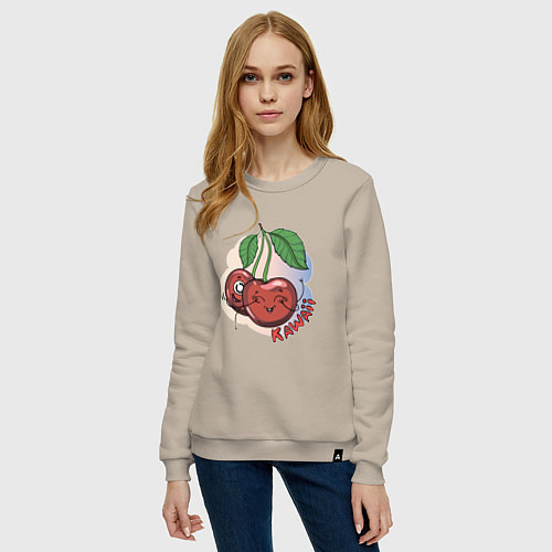 Женский свитшот Вишни Kawaii / Миндальный – фото 3