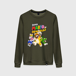 Свитшот хлопковый женский Super Mario 3D World Nintendo Team of heroes, цвет: хаки