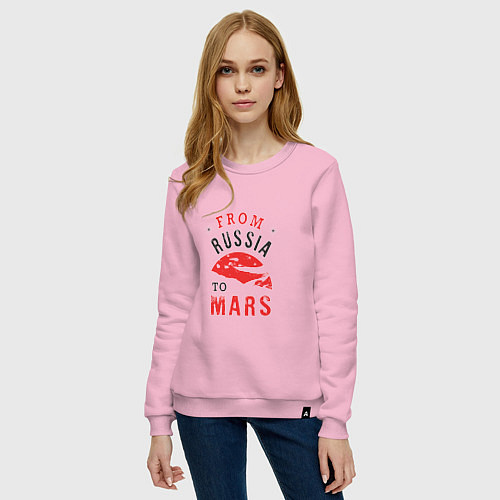 Женский свитшот Из России на Марс / Светло-розовый – фото 3