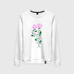 Свитшот хлопковый женский Влюблённые розы, цвет: белый