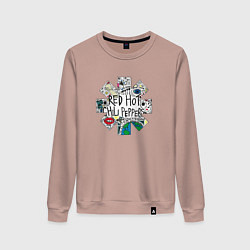 Свитшот хлопковый женский RHCP - Really High & Crazy People, цвет: пыльно-розовый