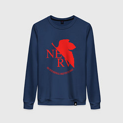 Свитшот хлопковый женский Nerv в Neon Genesis Evangelion, цвет: тёмно-синий