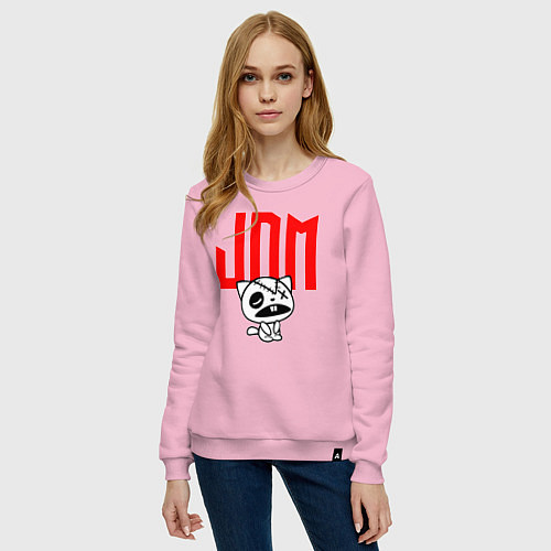Женский свитшот JDM Kitten-Zombie Japan / Светло-розовый – фото 3