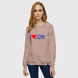 Свитшот хлопковый женский I love JDM!, цвет: пыльно-розовый — фото 2