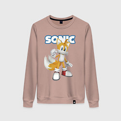 Свитшот хлопковый женский Майлз Тейлз Прауэр Sonic Видеоигра, цвет: пыльно-розовый