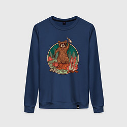 Женский свитшот Винтажный енот на отдыхе Camping Raccoon