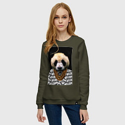 Свитшот хлопковый женский Panda Look 2, цвет: хаки — фото 2