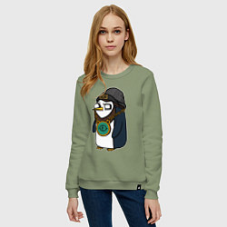 Свитшот хлопковый женский Пингвин бастард, цвет: авокадо — фото 2