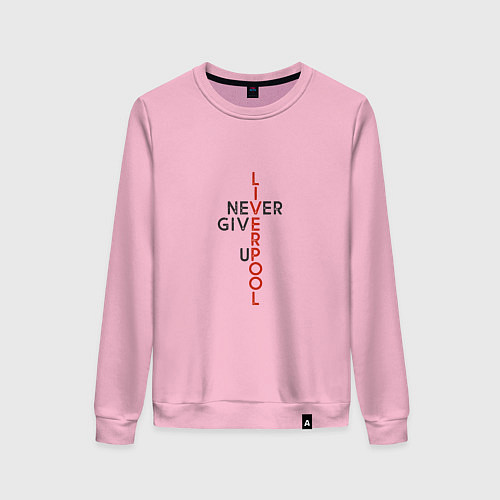 Женский свитшот Liverpool - Never Give Up / Светло-розовый – фото 1