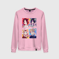 Свитшот хлопковый женский Госпожа Кагуя: В любви как на войне Love is War, цвет: светло-розовый
