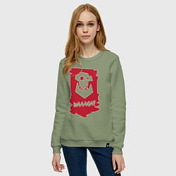 Свитшот хлопковый женский Орочий Вааагх! Горка и Морка, цвет: авокадо — фото 2