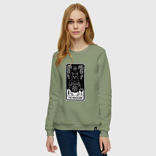 Женский свитшот The Magician Tarot card Волшебник карта Таро / Авокадо – фото 3
