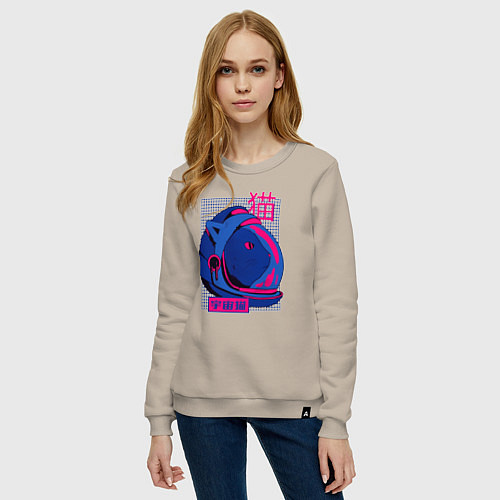 Женский свитшот Кошка в скафандре / Миндальный – фото 3