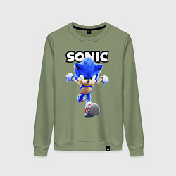 Свитшот хлопковый женский Sonic the Hedgehog 2, цвет: авокадо