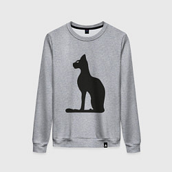 Женский свитшот Силуэт черной кошки, Египетская богиня Бастет