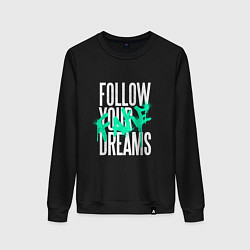 Свитшот хлопковый женский Follow Your Fake Dreams, цвет: черный