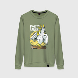 Свитшот хлопковый женский Попугай тусовщик Party Parrot, цвет: авокадо