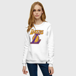 Свитшот хлопковый женский Lakers Лейкерс Коби Брайант, цвет: белый — фото 2