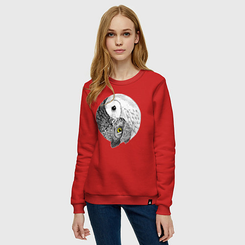 Женский свитшот Инь Янь по совиному / Красный – фото 3