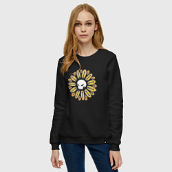 Свитшот хлопковый женский Череп Подсолнух Sunflower Skull, цвет: черный — фото 2