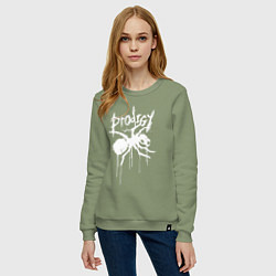 Свитшот хлопковый женский Draw white logo - Ant, цвет: авокадо — фото 2