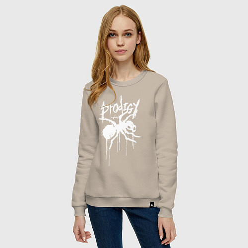 Женский свитшот Draw white logo - Ant / Миндальный – фото 3