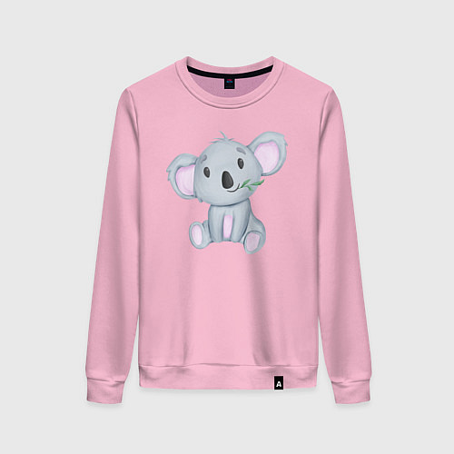 Женский свитшот Милая Коала Сидит С Веточкой / Светло-розовый – фото 1