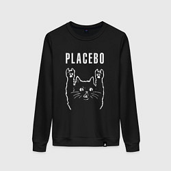 Свитшот хлопковый женский PLACEBO РОК КОТ, цвет: черный