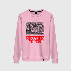 Свитшот хлопковый женский Истязатель Разума - Монстр Паук Stranger Things, цвет: светло-розовый