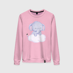 Свитшот хлопковый женский Милый Слонёнок Стоит На Облаке, цвет: светло-розовый