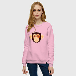 Свитшот хлопковый женский Злая кибер обезьяна, цвет: светло-розовый — фото 2