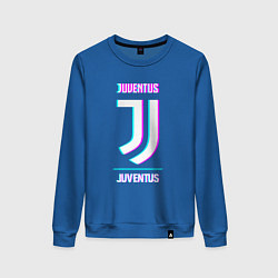 Свитшот хлопковый женский Juventus FC в стиле Glitch, цвет: синий