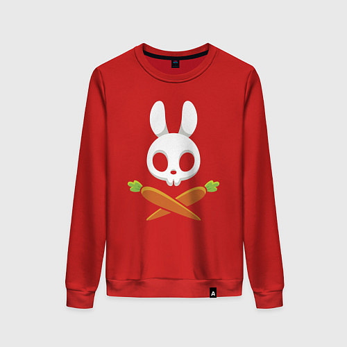 Женский свитшот Череп кролика с двумя морковками / Красный – фото 1