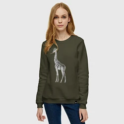 Свитшот хлопковый женский Грация жирафа, цвет: хаки — фото 2