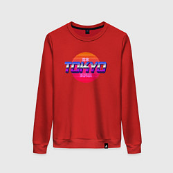 Свитшот хлопковый женский Retrowave Tokyo, цвет: красный