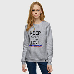 Свитшот хлопковый женский Keep calm Peterhof Петергоф, цвет: меланж — фото 2