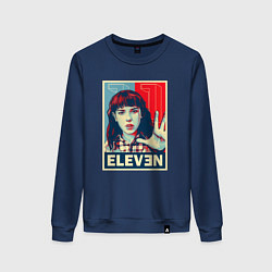 Свитшот хлопковый женский Stranger Things Eleven, цвет: тёмно-синий