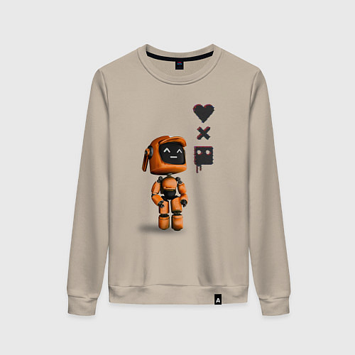 Женский свитшот Оранжевый робот с логотипом LDR / Миндальный – фото 1