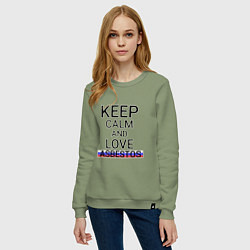 Свитшот хлопковый женский Keep calm Asbestos Асбест, цвет: авокадо — фото 2