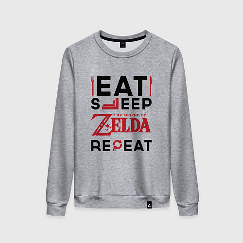 Женский свитшот Надпись: Eat Sleep Zelda Repeat / Меланж – фото 1