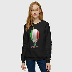 Свитшот хлопковый женский 3d aerostat Italy flag, цвет: черный — фото 2