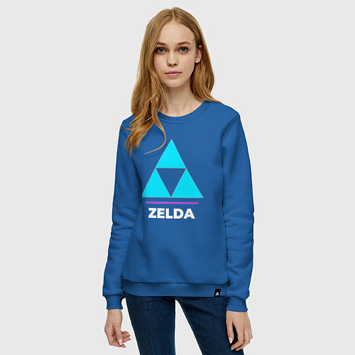 Женский свитшот Символ Zelda в неоновых цветах / Синий – фото 3