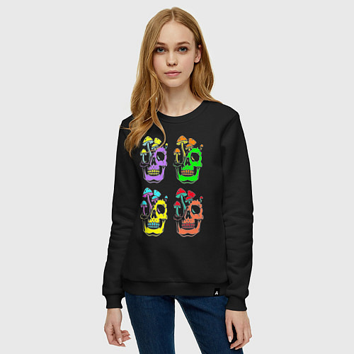 Женский свитшот Skulls Pop art / Черный – фото 3