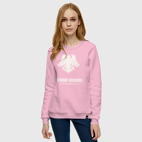 Женский свитшот Гвардия ворона лого винтаж / Светло-розовый – фото 3