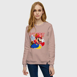 Свитшот хлопковый женский SNES - Mario, цвет: пыльно-розовый — фото 2
