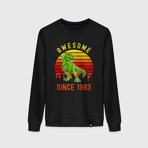 Женский свитшот Потрясающий динозавр с 1983 года / Черный – фото 1