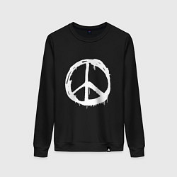 Свитшот хлопковый женский Pacific symbol white, цвет: черный